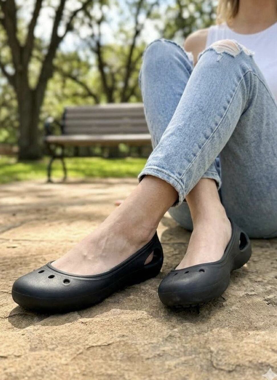 Crocs Kadee Flats Ballet Sling Black Cut Out Shoes Sandals Women's US 6 New NWT